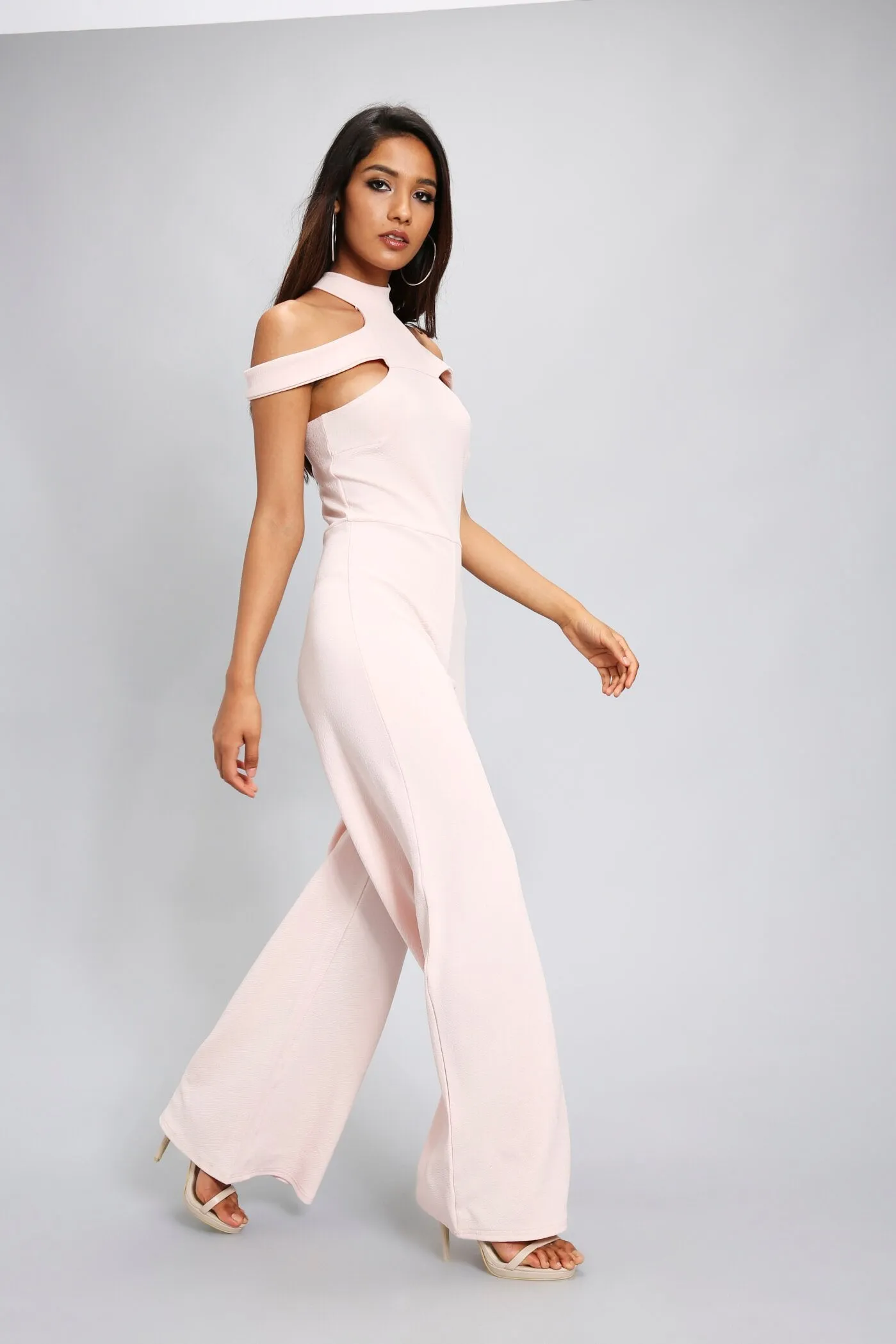Nude Choker Arm Cuff Jumpsuit
