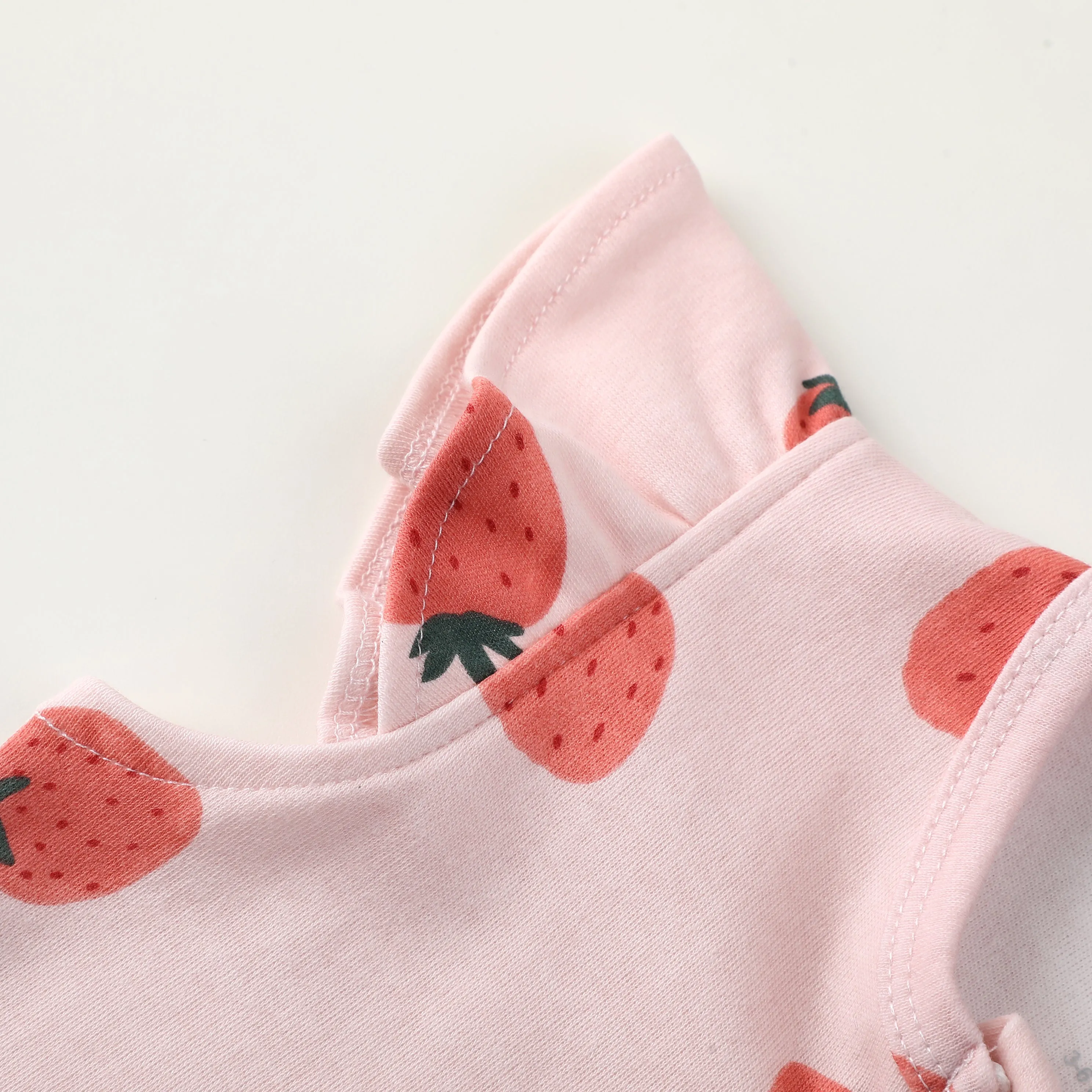 Owlivia Baby Short-Sleeve Summer Romper Set 2-Pack Tank Romper Jumpsuit for Girls and Boys(White & Strawberry)