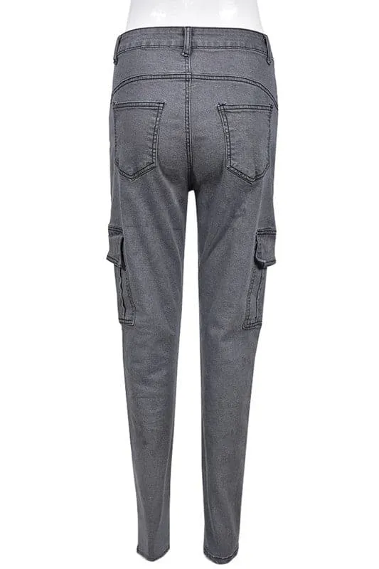 PA118 Distressed Grey Denim Jeans