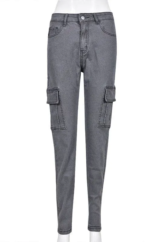 PA118 Distressed Grey Denim Jeans