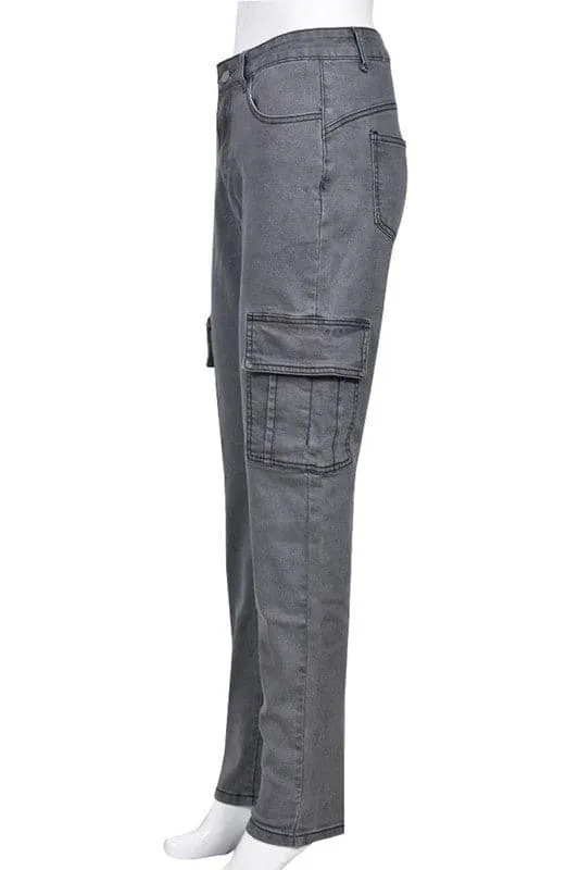 PA118 Distressed Grey Denim Jeans