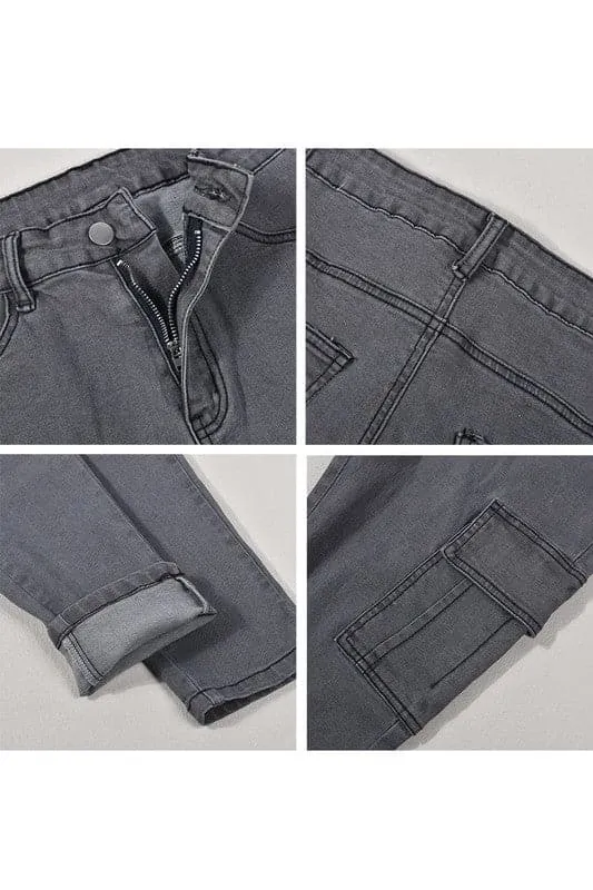 PA118 Distressed Grey Denim Jeans