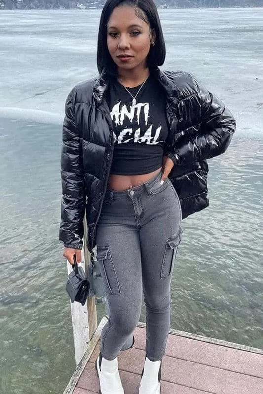 PA118 Distressed Grey Denim Jeans