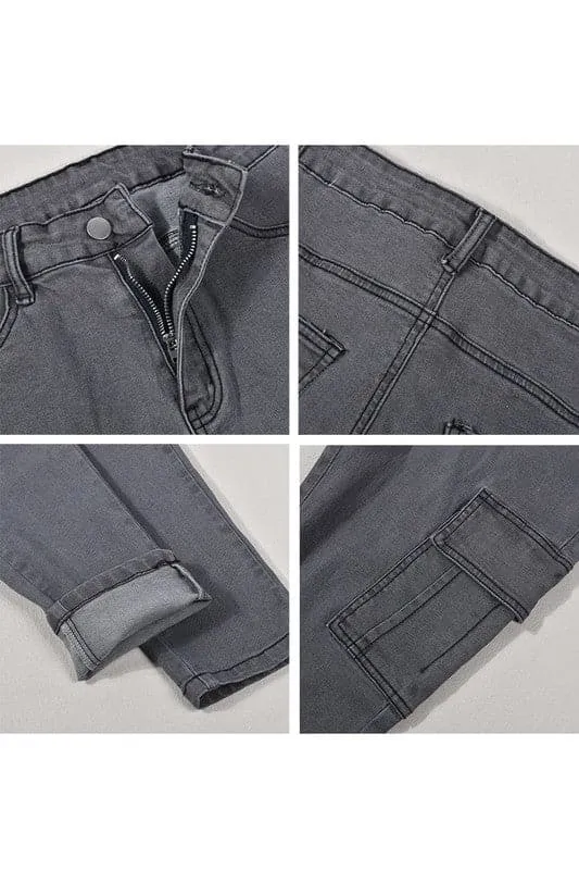 PA118 Distressed Grey Denim Jeans