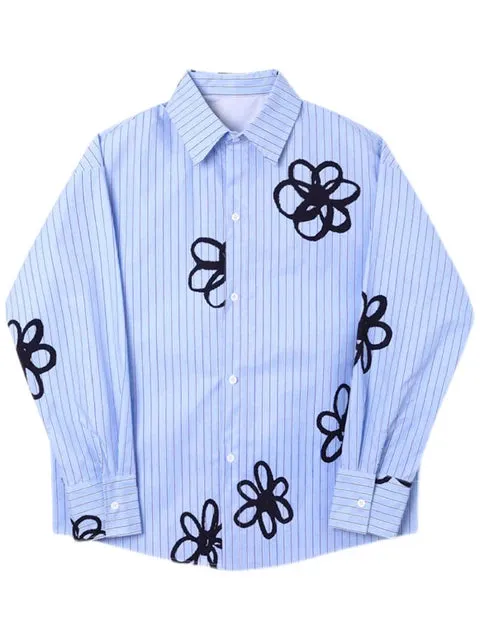 Pre Order:  Vintage Loose Casual Striped Shirt