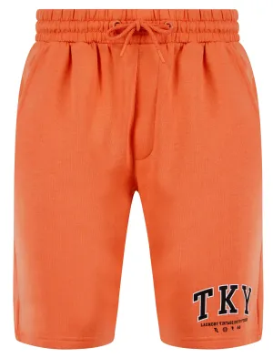 Refract Motif Brushback Fleece Jogger Shorts in Orange - Tokyo Laundry