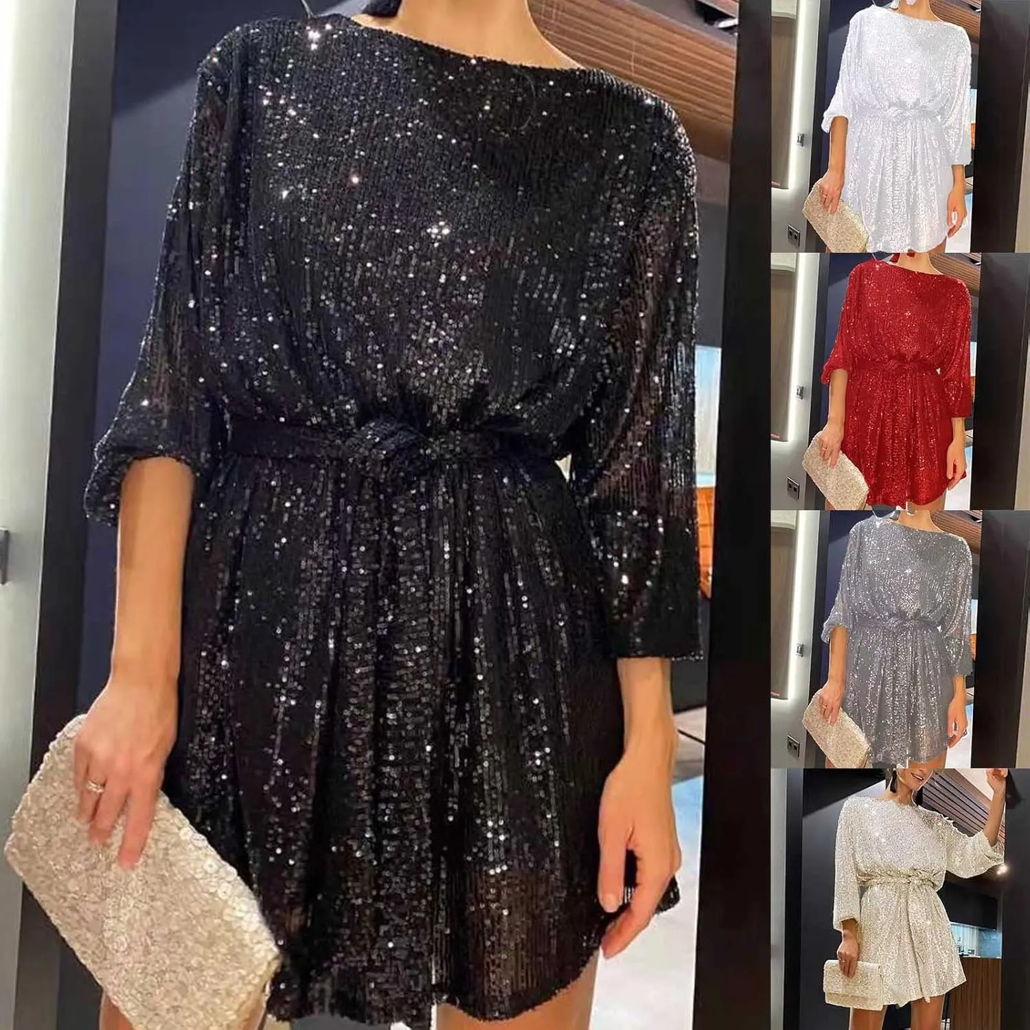 Rvidbe Prom Dresses for Women 2024 Sexy Tassel Dresses Sleeveless V Neck Sequin Dress Trendy Dresses Party Club Mini Dress