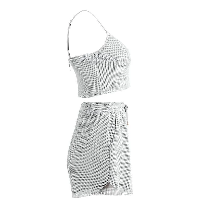 Sexy Two Piece Suit Jumpsuit Romper Summer Deep V Neck Beach Playsuit