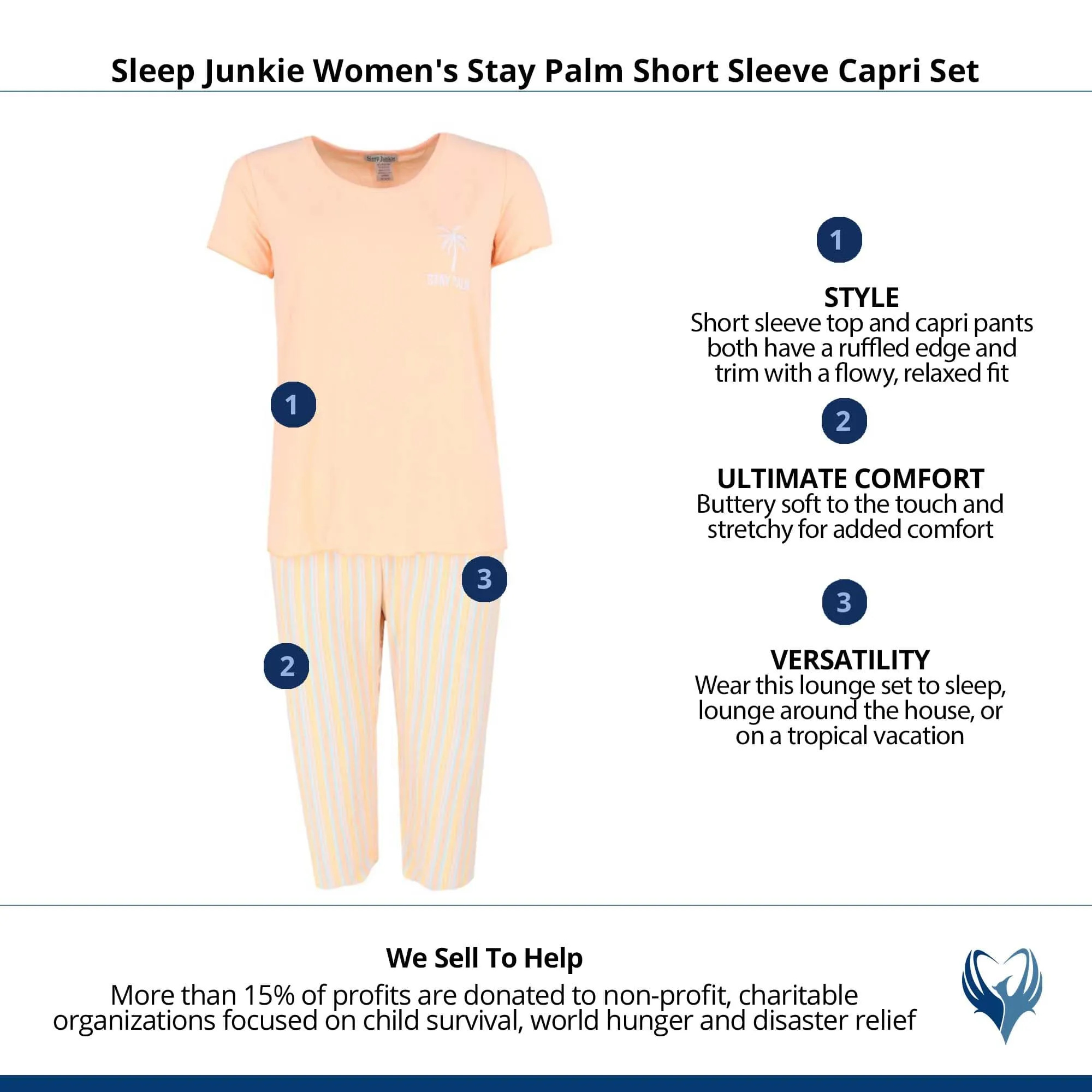 Sleep Junkie Women's Stay Palm Short Sleeve Capri Set