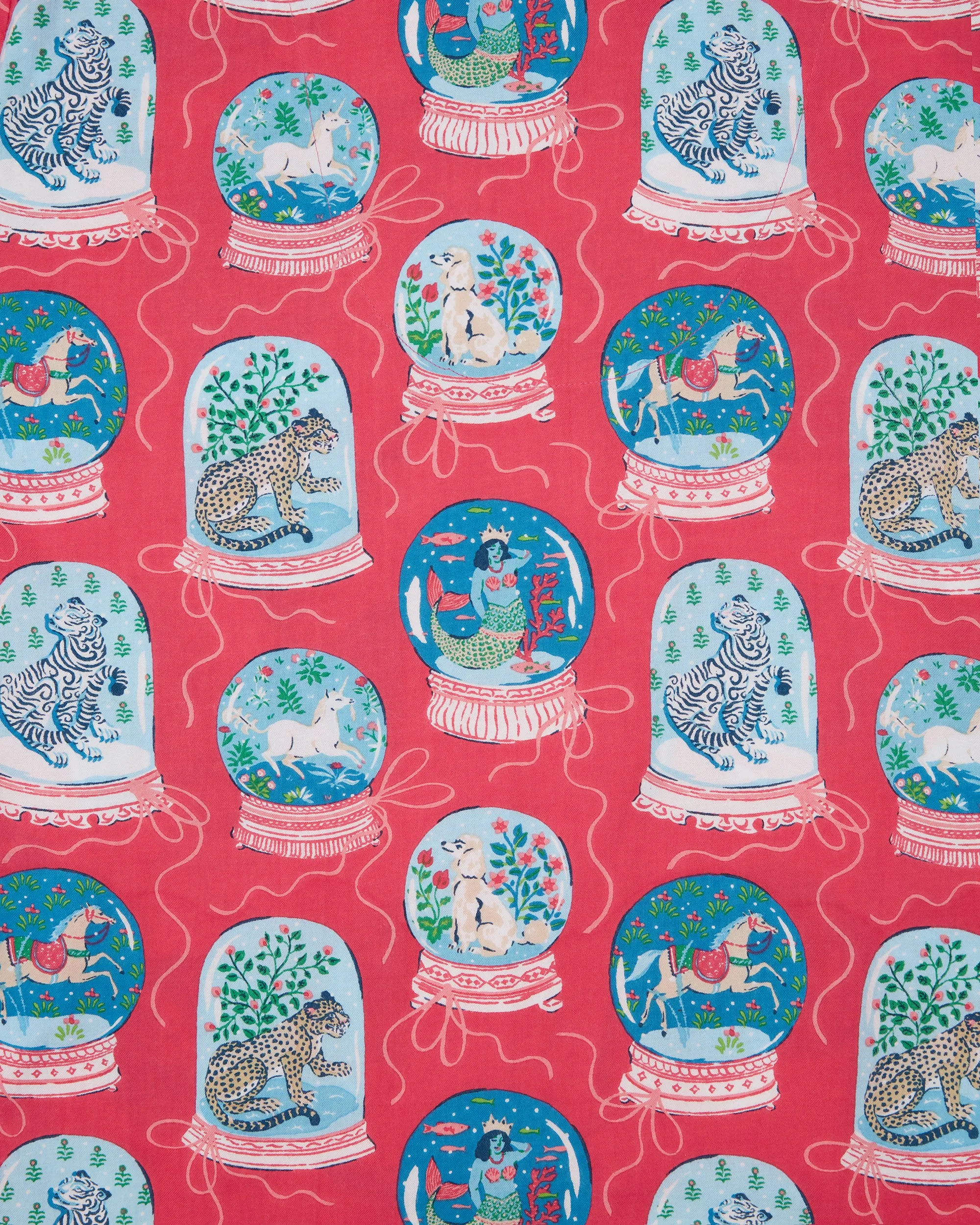 Snow Globe Magic - Lightweight Flannel Long PJ Set - Red Ribbon