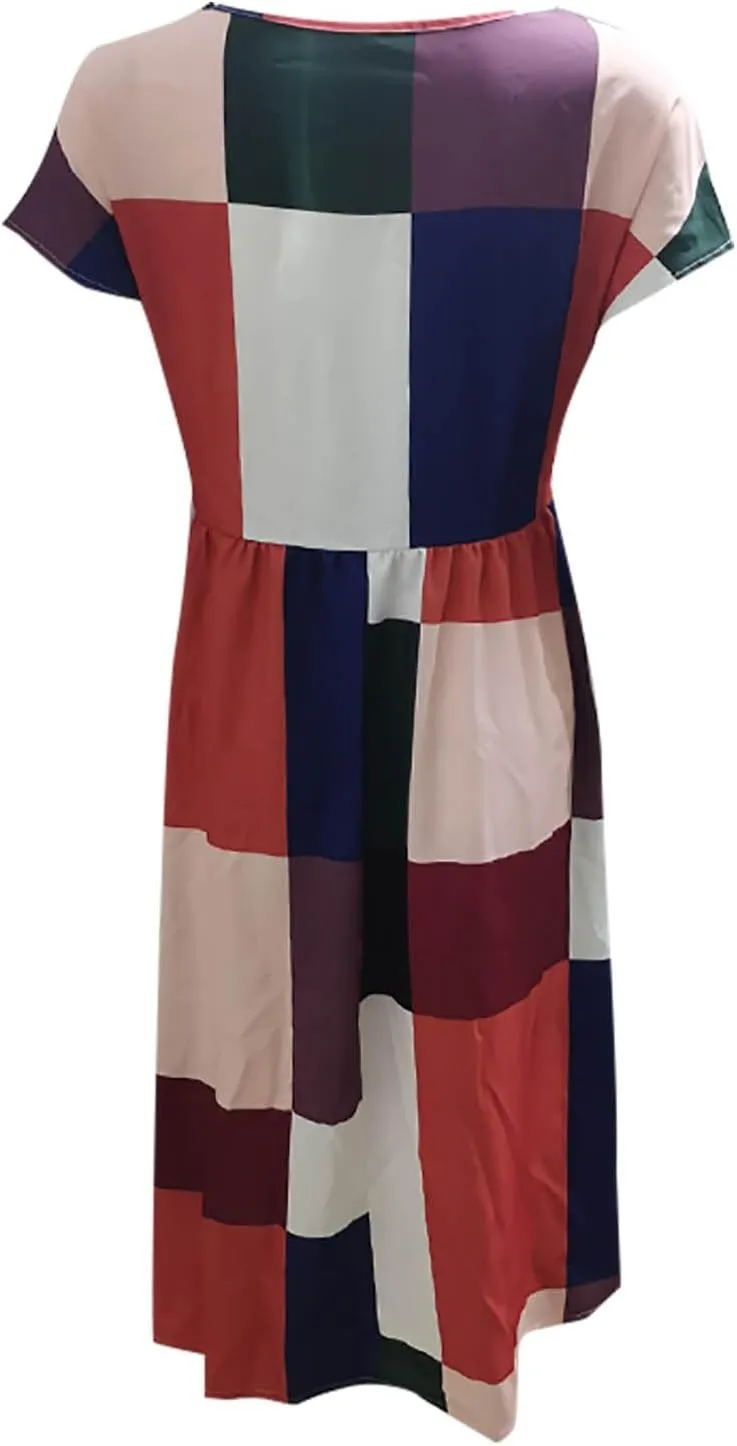 Spring Dresses for Women 2025 Casual Summer Short Sleeve V Neck Mini A-Line Ruffle Flowy Dress Cocktail Party Dresses