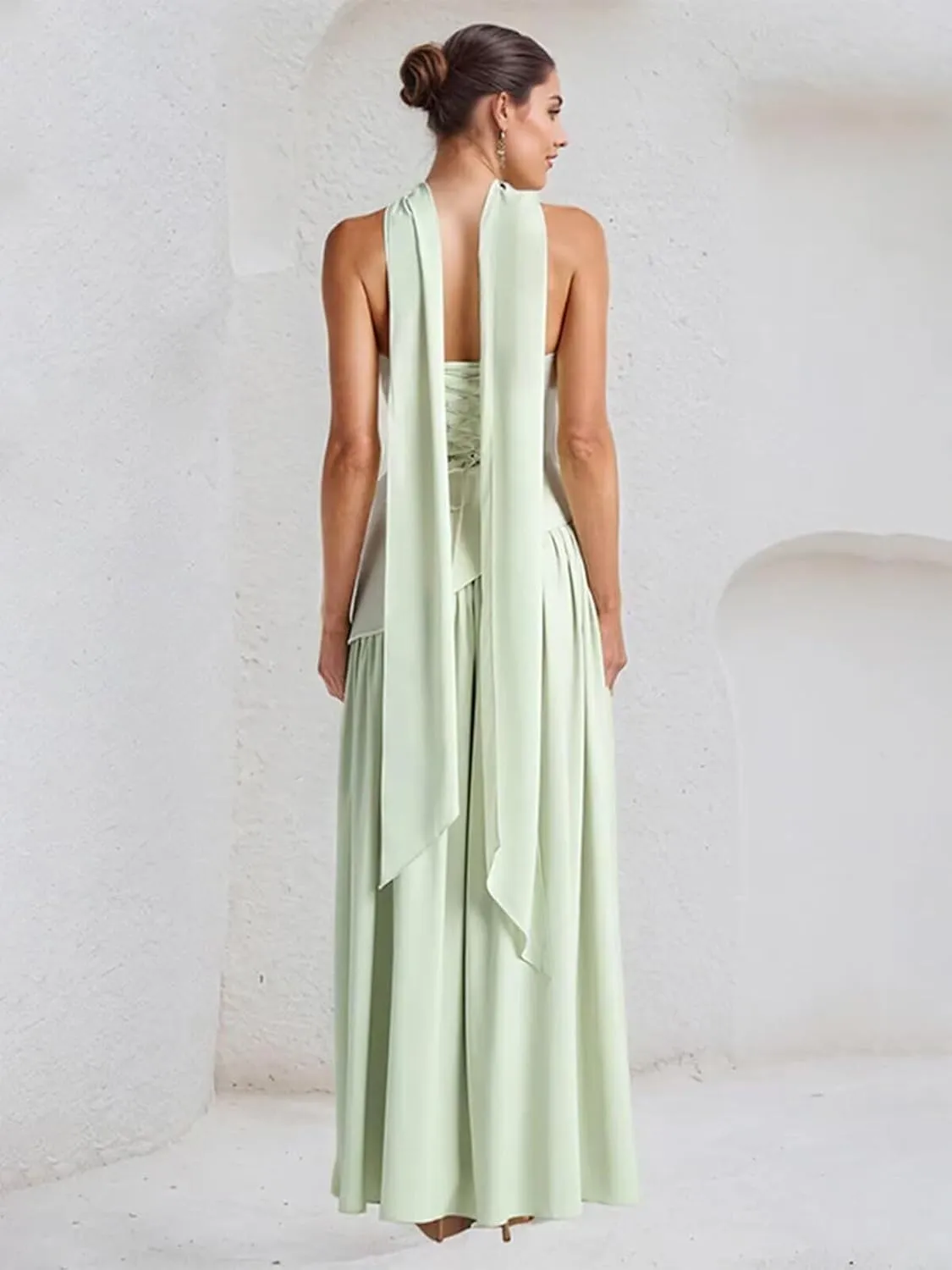 Strapless Bridesmaid Dress with Scarf Chiffon Long Prom Dresses Evening Dress