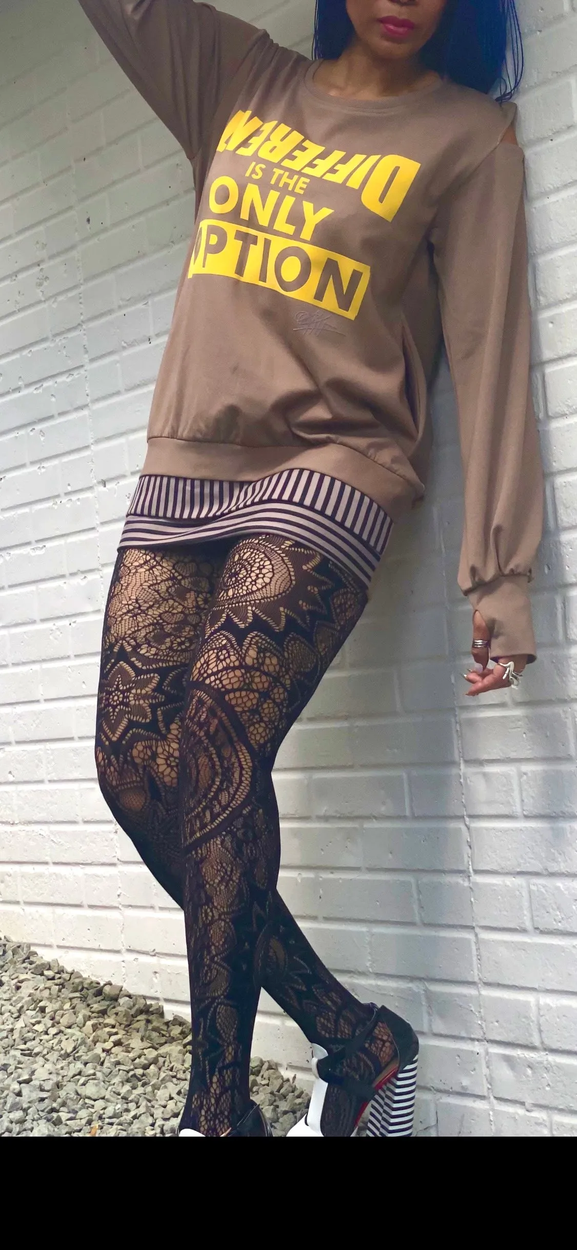 Tan ‘Different Is The Only Option’ Blouse
