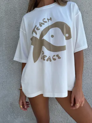 TEACH PEACE TEE - CREAM