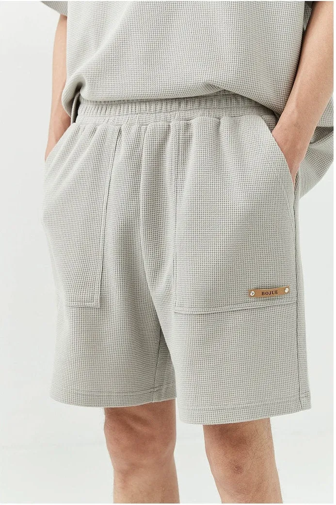 Textured Jogger Shorts with Patch Pocket Detail