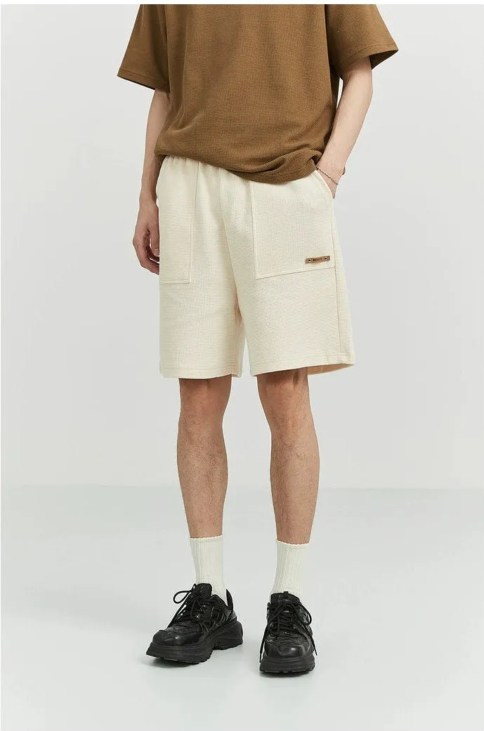 Textured Jogger Shorts with Patch Pocket Detail