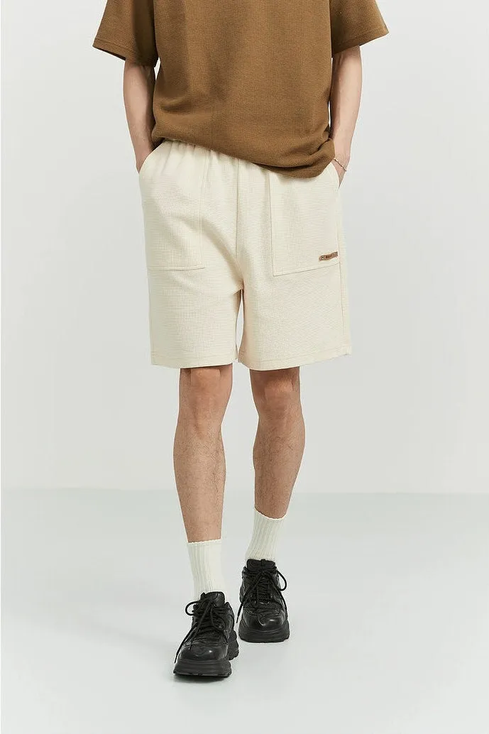 Textured Jogger Shorts with Patch Pocket Detail