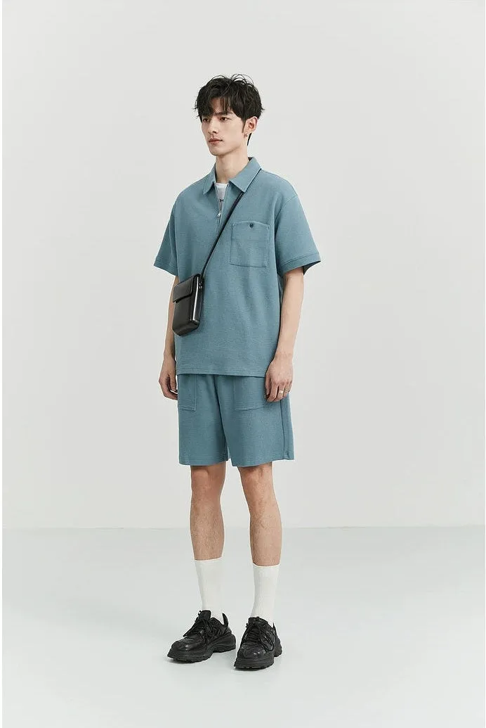 Textured Jogger Shorts with Patch Pocket Detail
