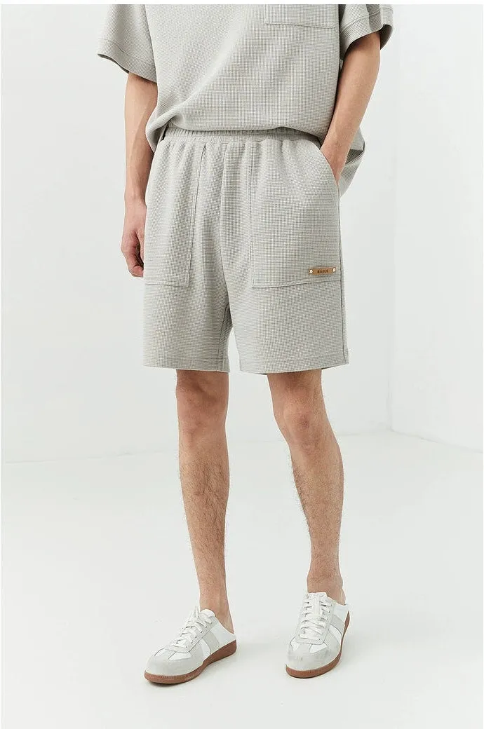 Textured Jogger Shorts with Patch Pocket Detail