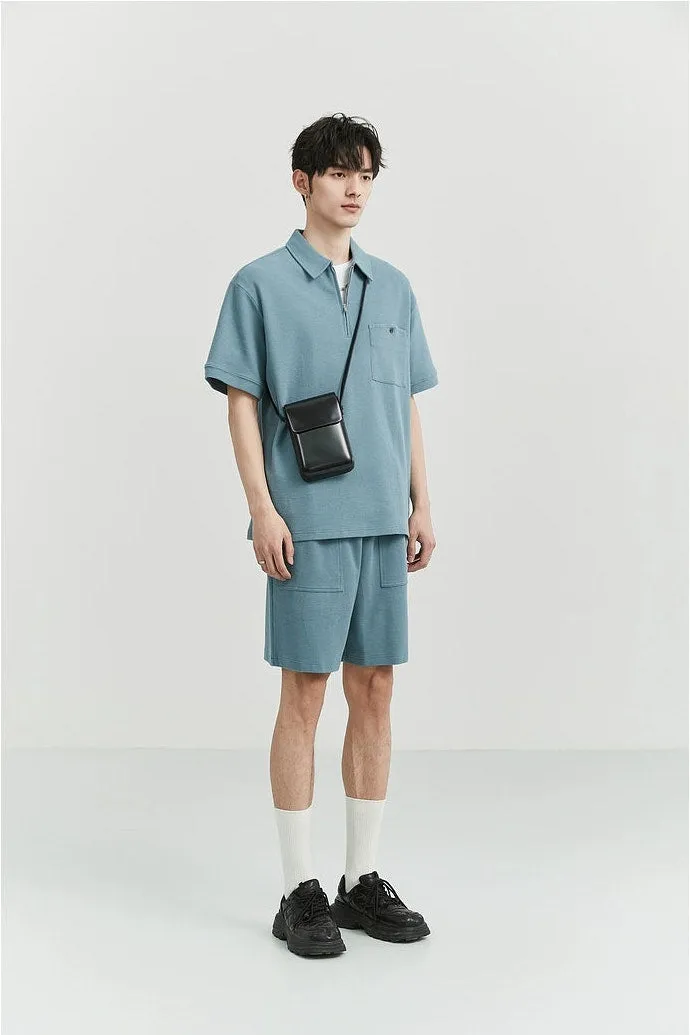 Textured Jogger Shorts with Patch Pocket Detail