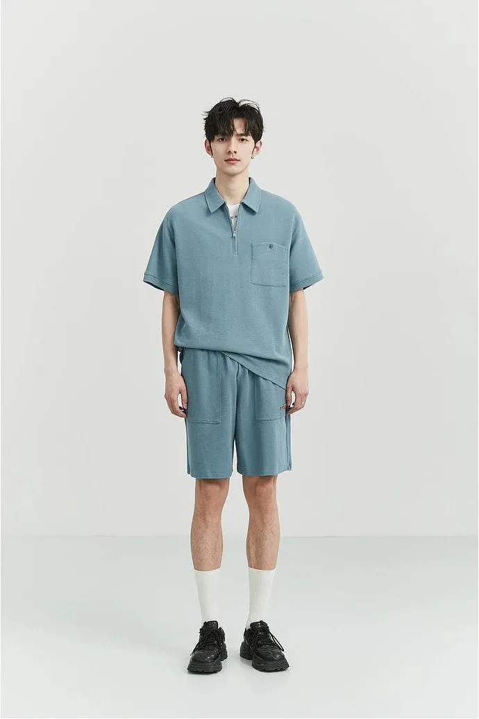 Textured Jogger Shorts with Patch Pocket Detail