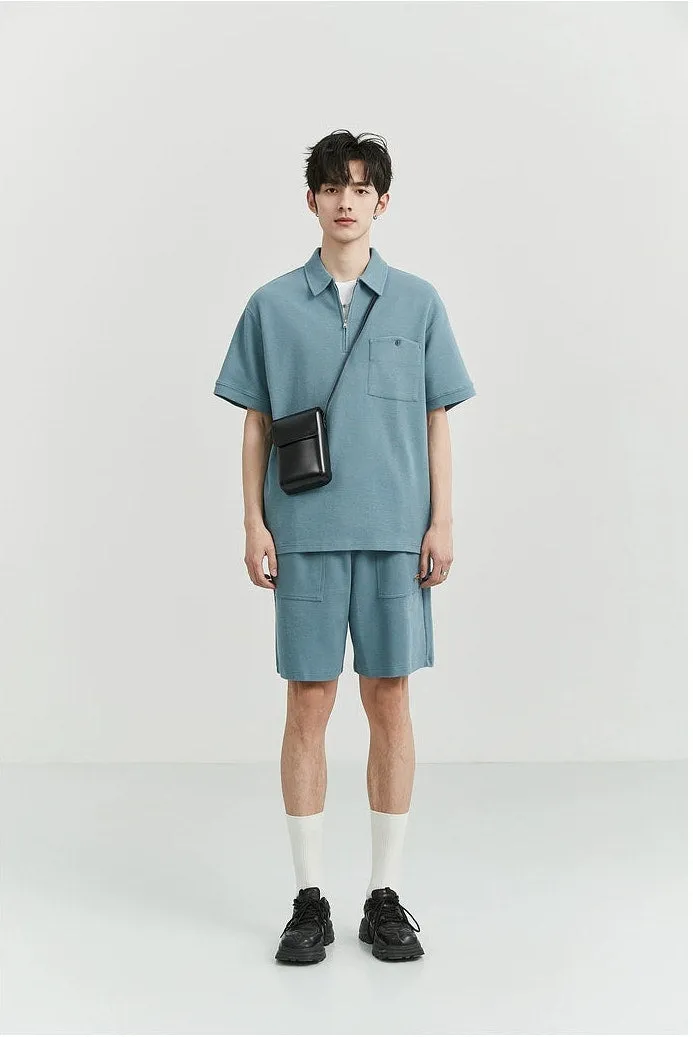 Textured Jogger Shorts with Patch Pocket Detail