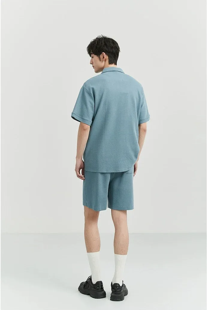 Textured Jogger Shorts with Patch Pocket Detail