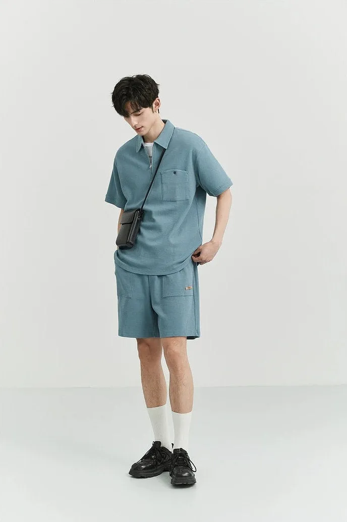 Textured Jogger Shorts with Patch Pocket Detail