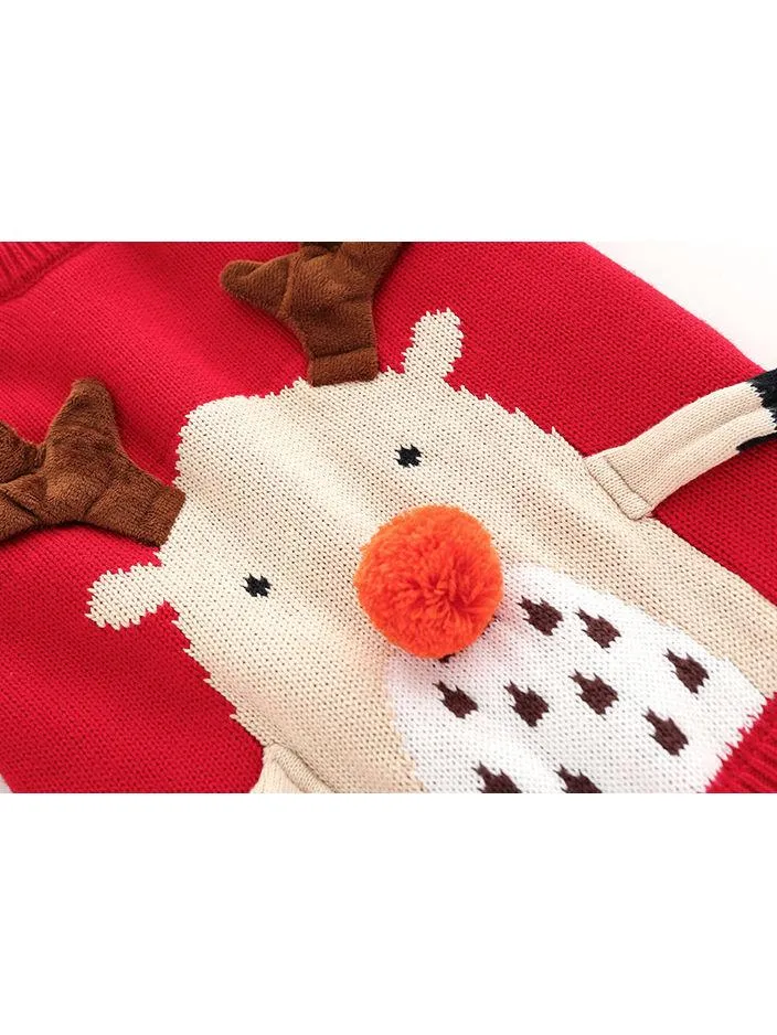 Toddler Boys Girls XMAS Reindeer/ Santa Fleece-lined Sweater