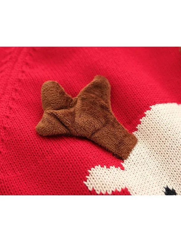 Toddler Boys Girls XMAS Reindeer/ Santa Fleece-lined Sweater