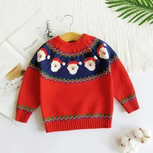 Toddler Boys Girls XMAS Reindeer/ Santa Fleece-lined Sweater
