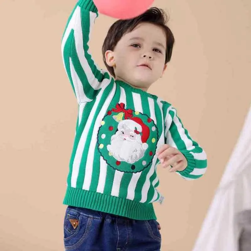 Toddler Kids Unisex Santa Crochet Sweater Red/Green