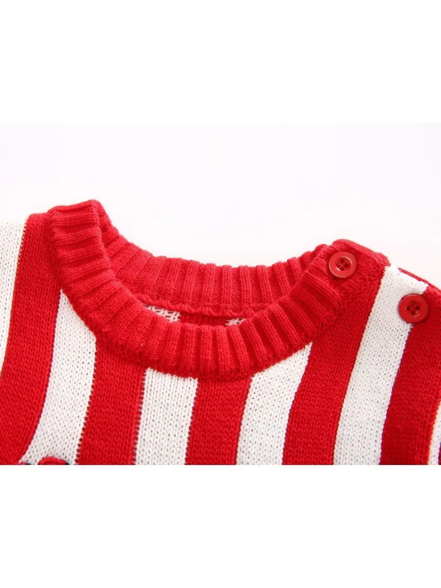 Toddler Kids Unisex Santa Crochet Sweater Red/Green