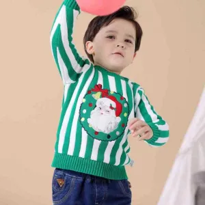 Toddler Kids Unisex Santa Crochet Sweater Red/Green