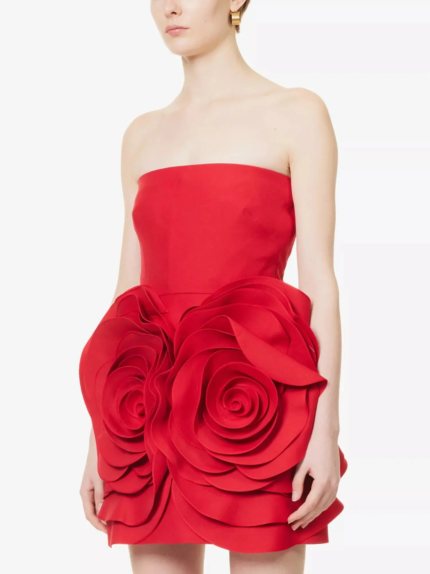 Trend4us Strapless Red Rose Cocktail Mini Dress