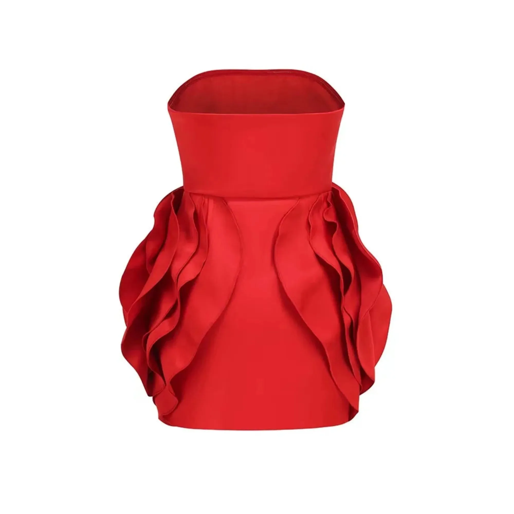 Trend4us Strapless Red Rose Cocktail Mini Dress