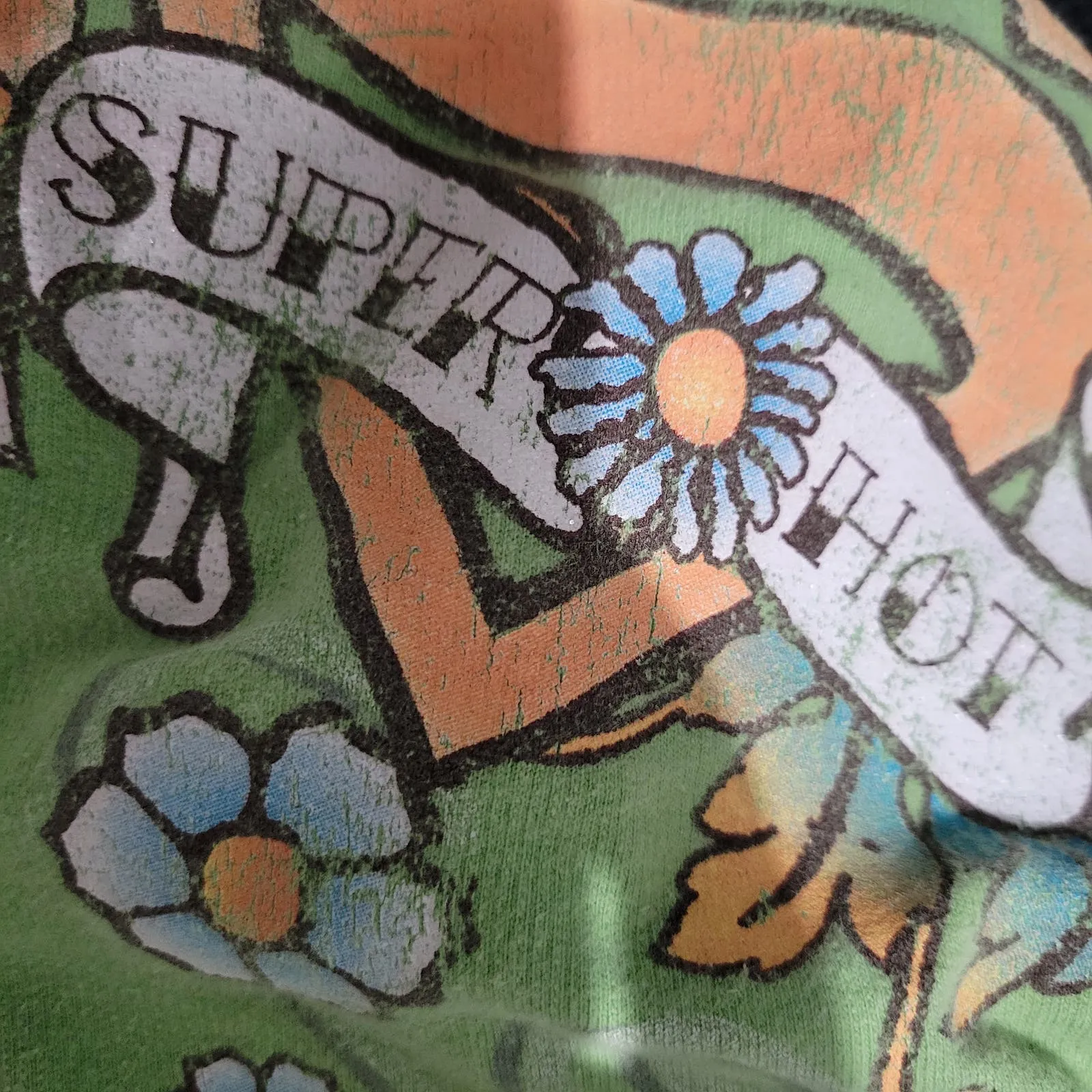 Vintage Supergirl Sweatpants Green Pastel Cropped DC Comics Tattoo Cotton Capri Pants Joggers Y2K Size Small