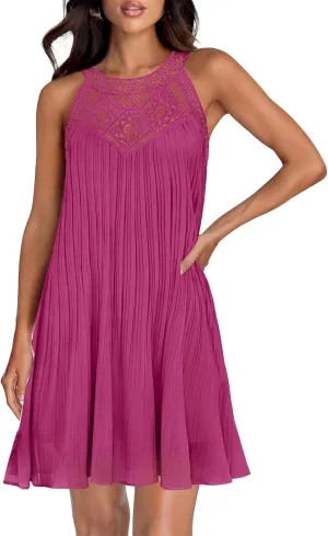 Womens Summer Halter Dresses Casual Sleeveless A-Line Tiered Swing Mini Dress Flowy Ruffle Beach Vacation Sundress 2025