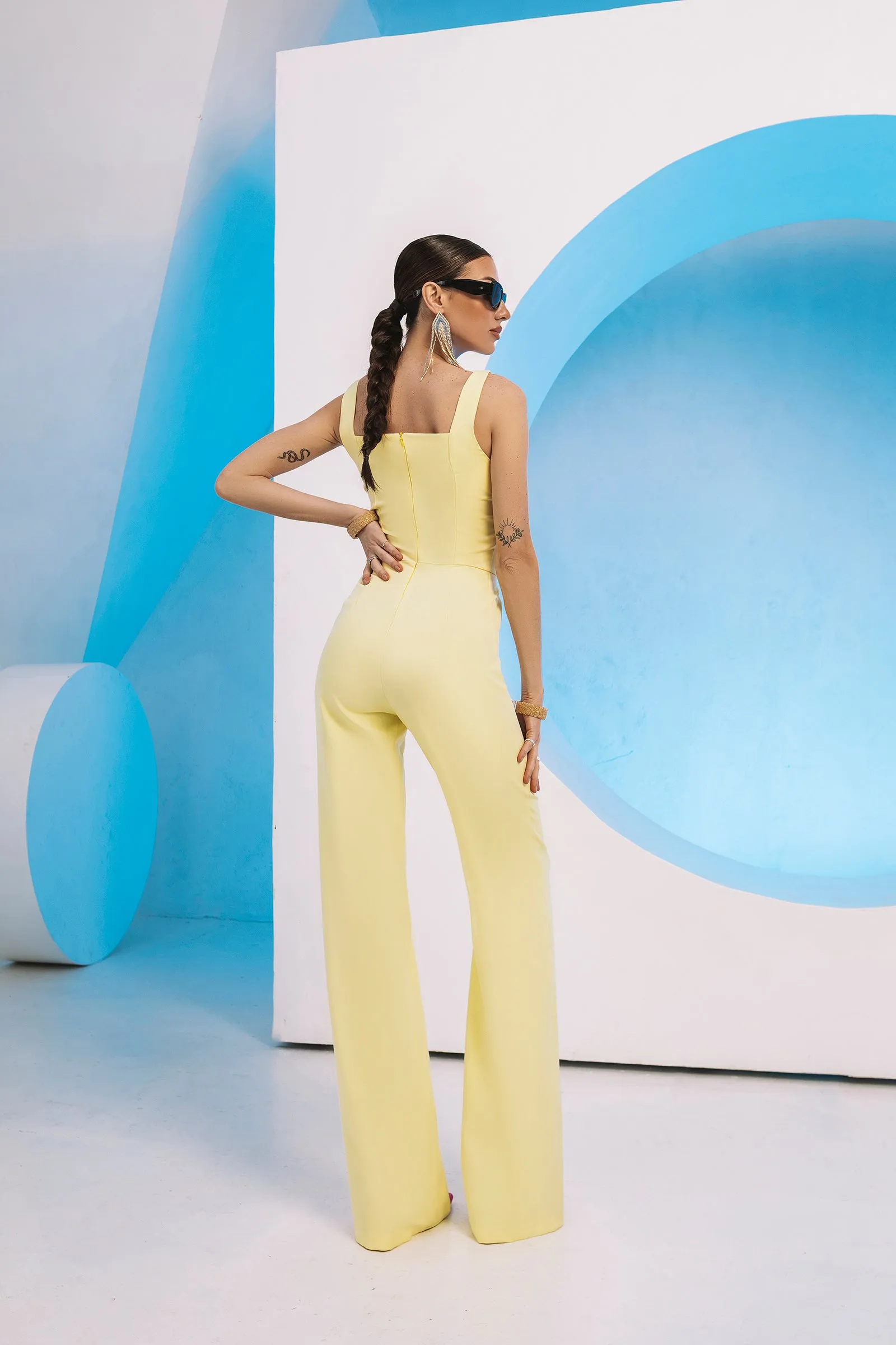 Yellow Sleeveless V-neck Jumpsuit