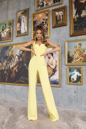 Yellow Sleeveless V-neck Jumpsuit