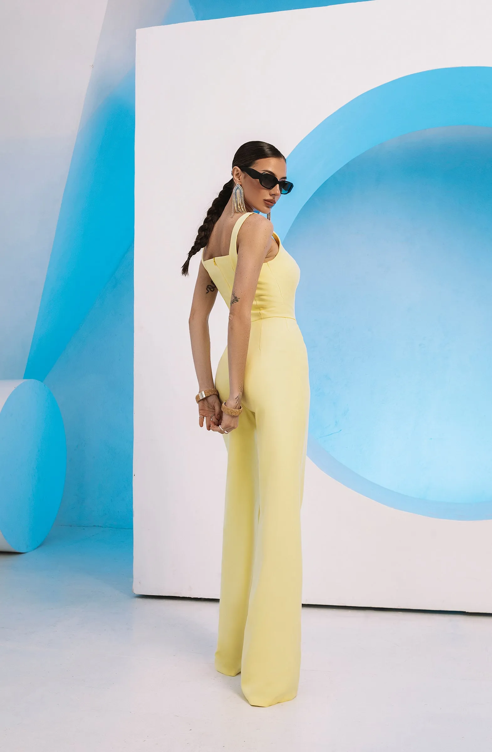 Yellow Sleeveless V-neck Jumpsuit