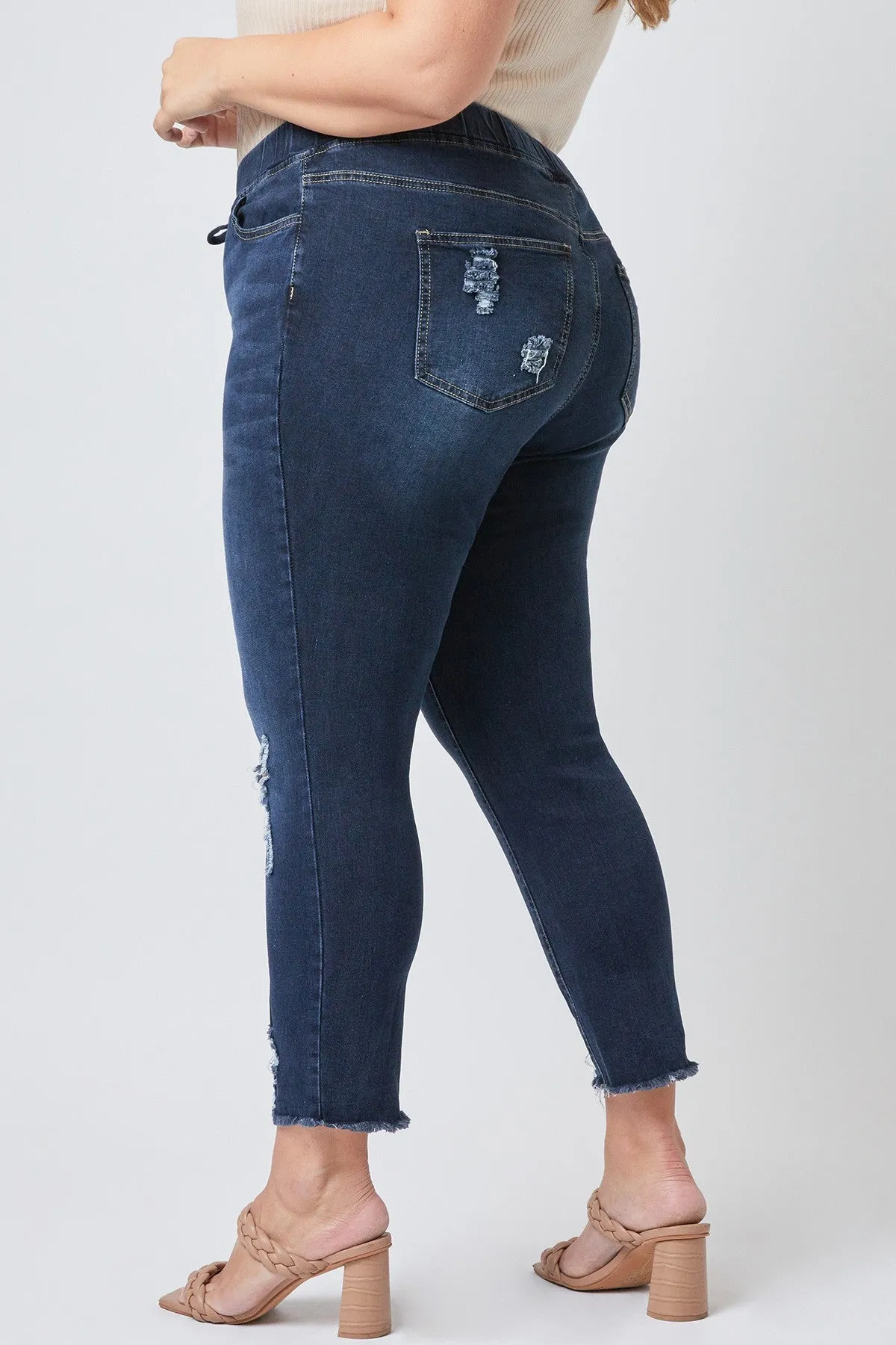 YMI Plus Size HR Denim Ankle Joggers