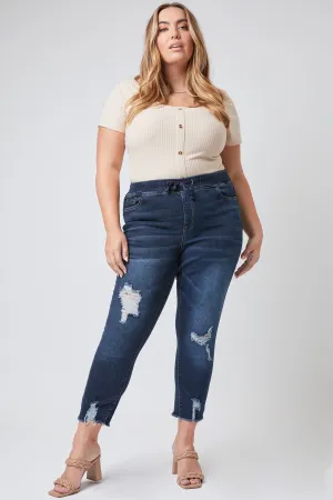 YMI Plus Size HR Denim Ankle Joggers
